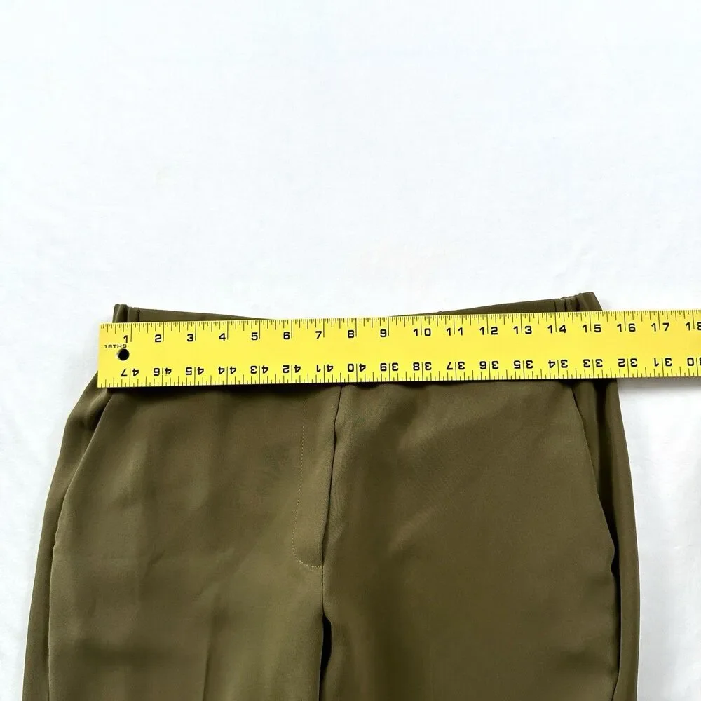 J Crew Pants Pull On Womens 12 Olive Green Pockets Lightweight Office Career